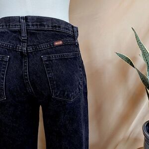 Vintage Rustler Women’s Black High Rise 90’s Fringe Hem Mom Jeans Sz 29x30